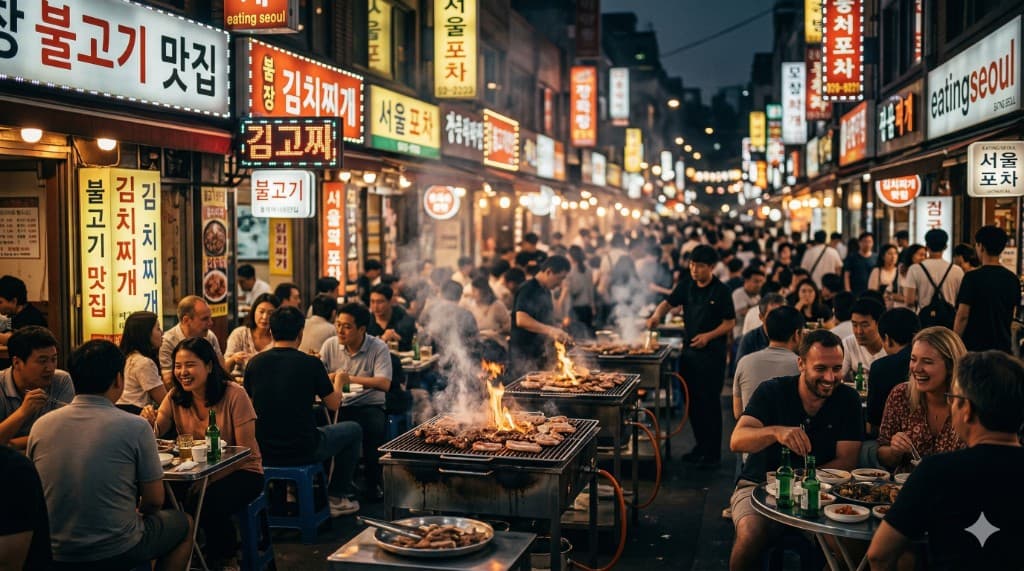 Vibrant Seoul street food market